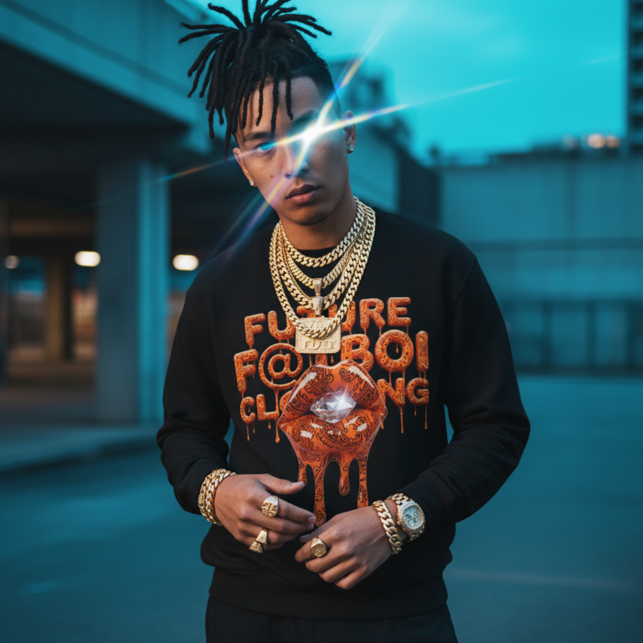 Future Fatboi Orange Diamonds - Unisex Heavy Blend™ Crewneck Sweatshirt