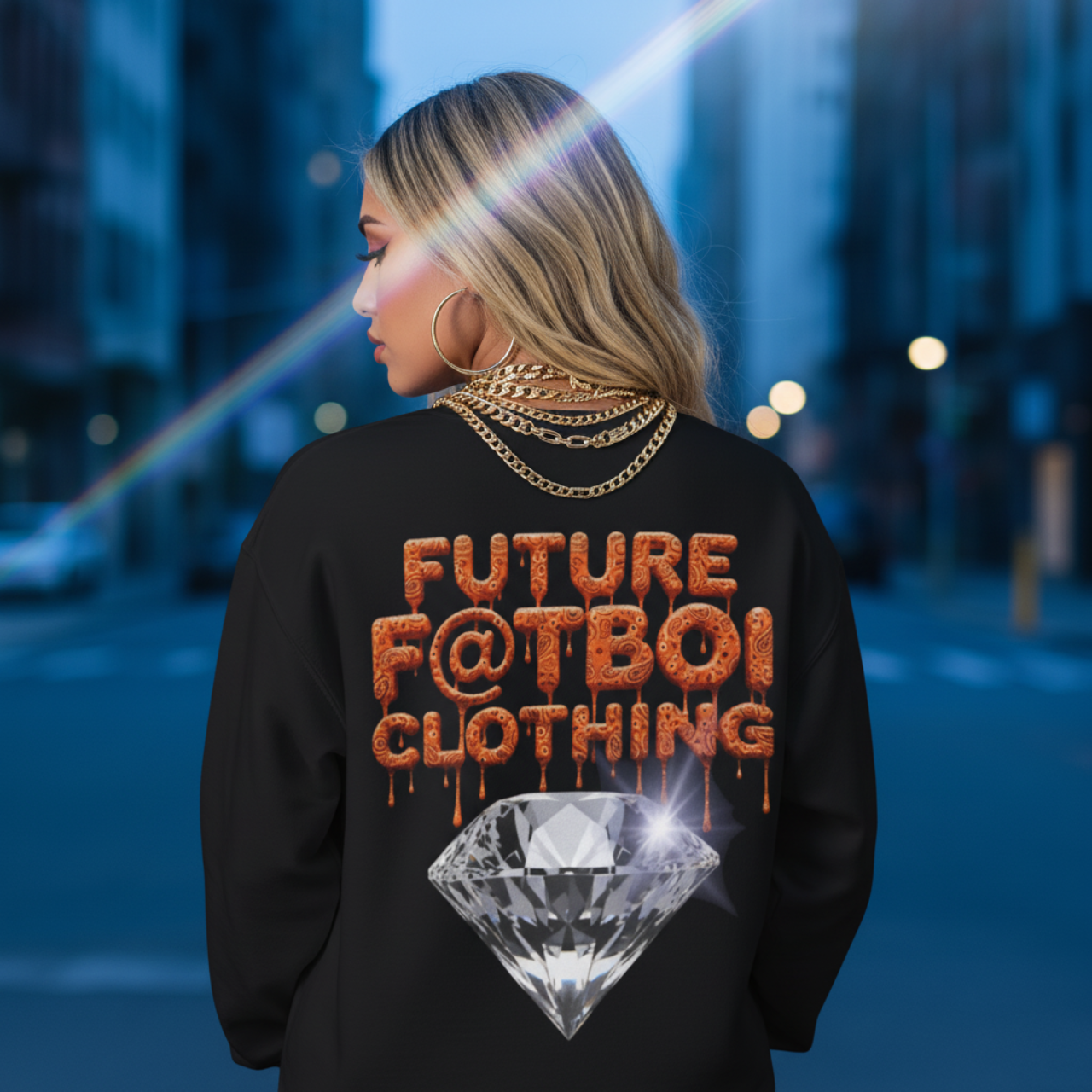 Future Fatboi Orange Diamonds - Unisex Heavy Blend™ Crewneck Sweatshirt