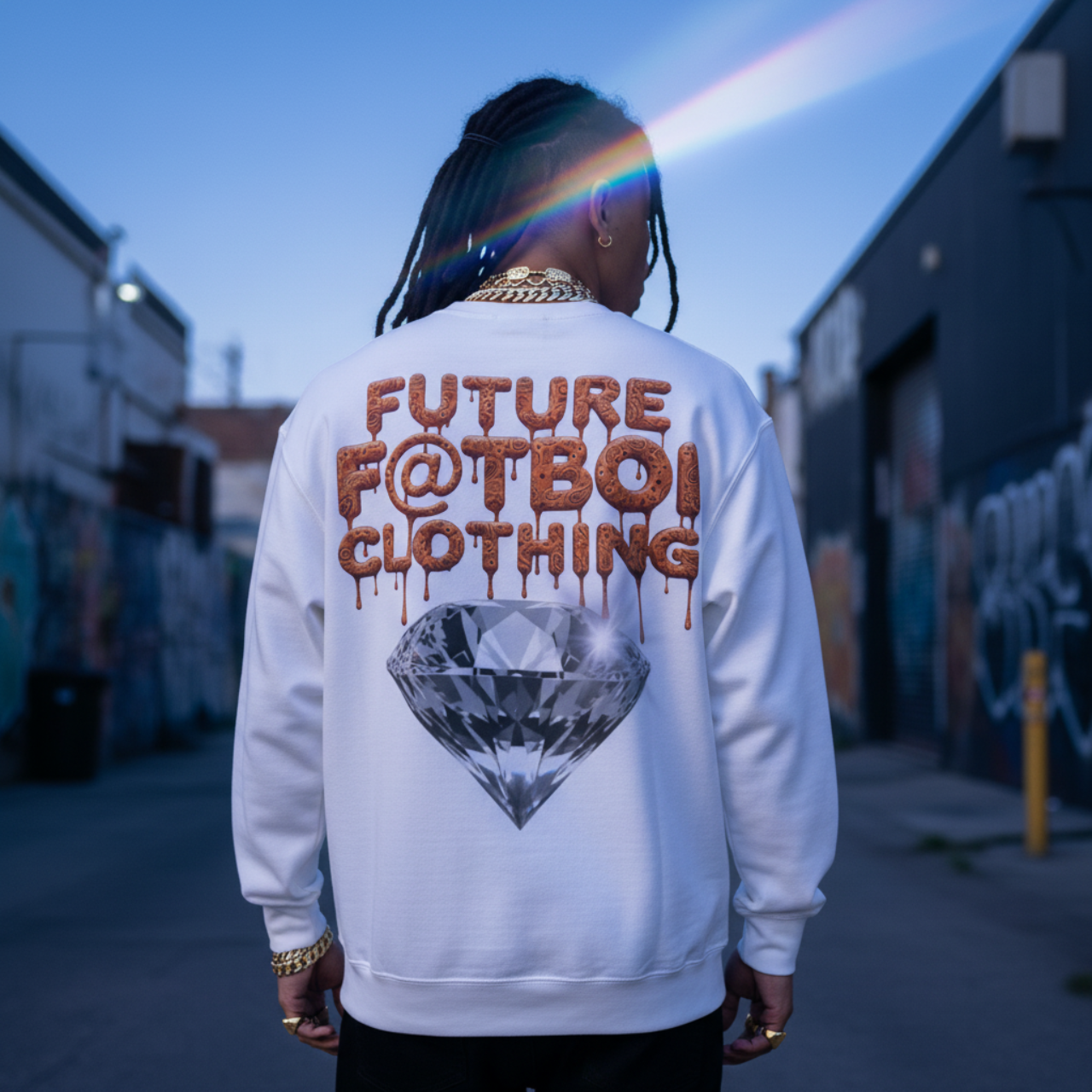 Future Fatboi Orange Diamonds - Unisex Heavy Blend™ Crewneck Sweatshirt