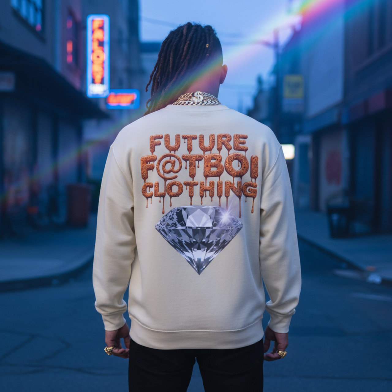 Future Fatboi Orange Diamonds - Unisex Heavy Blend™ Crewneck Sweatshirt