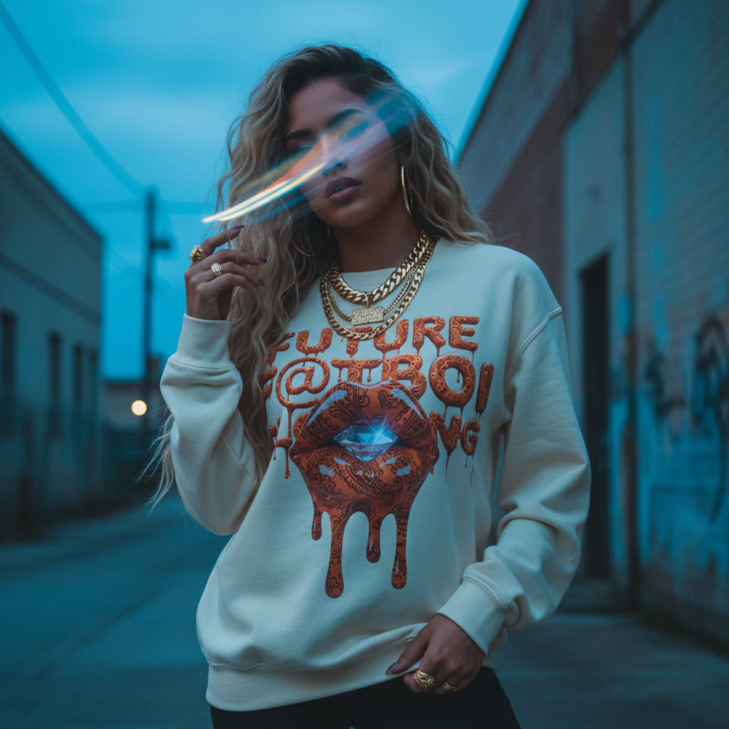 Future Fatboi Orange Diamonds - Unisex Heavy Blend™ Crewneck Sweatshirt