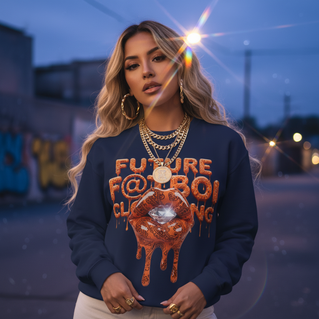 Future Fatboi Orange Diamonds - Unisex Heavy Blend™ Crewneck Sweatshirt