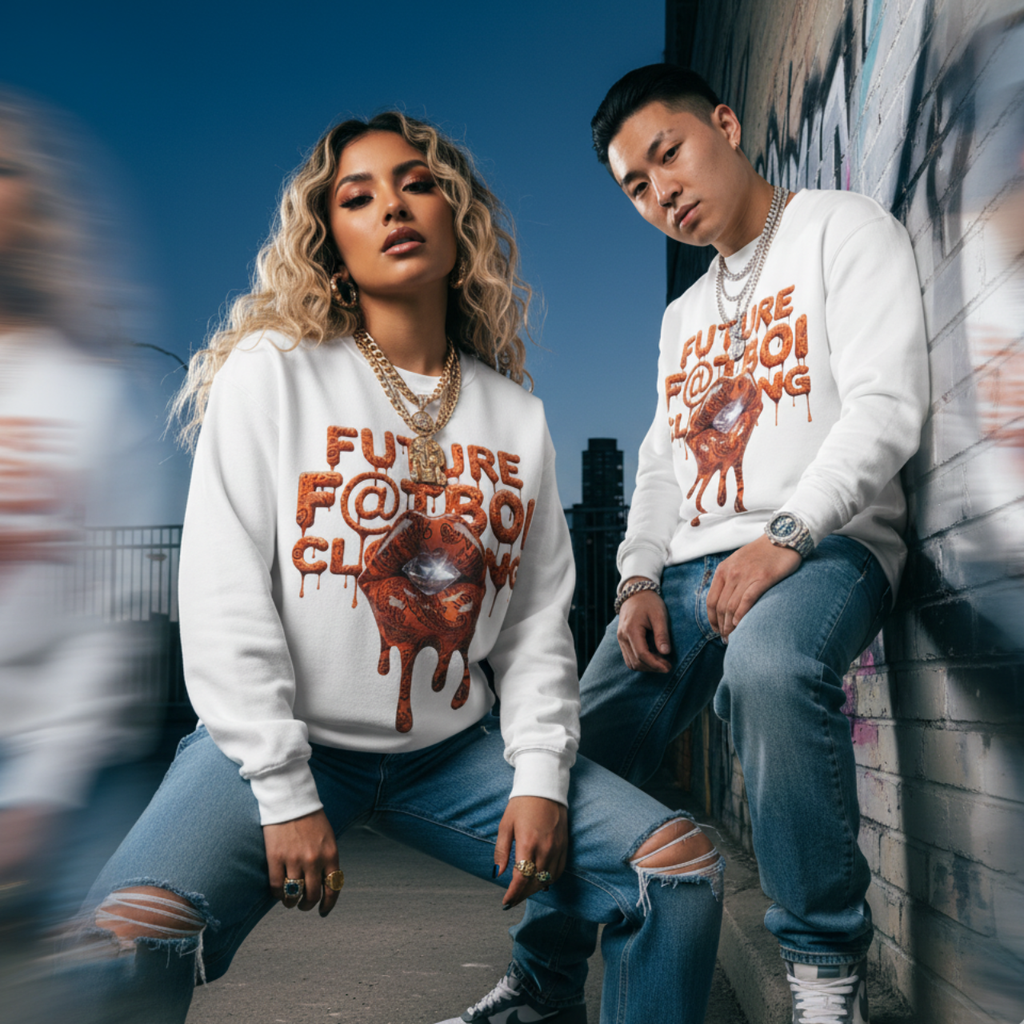 Future Fatboi Orange Diamonds - Unisex Heavy Blend™ Crewneck Sweatshirt