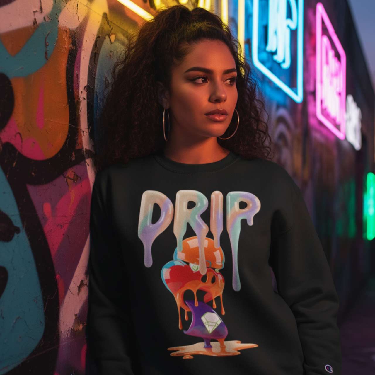 Future Fatboi Clothing Colorful Dripping Art Champion Sweatshirt, Cozy Graphic Pullover, Trendy Streetwear, Unique Gift for Art Lovers, Casual Wear for All [...]