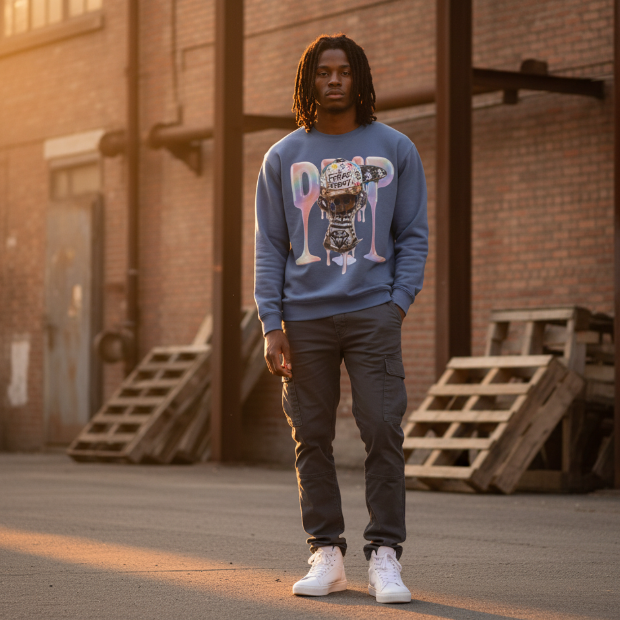 Future Fatboi Fitted Hog Drip Graphic Design Unisex Garment-Dyed Sweatshirt