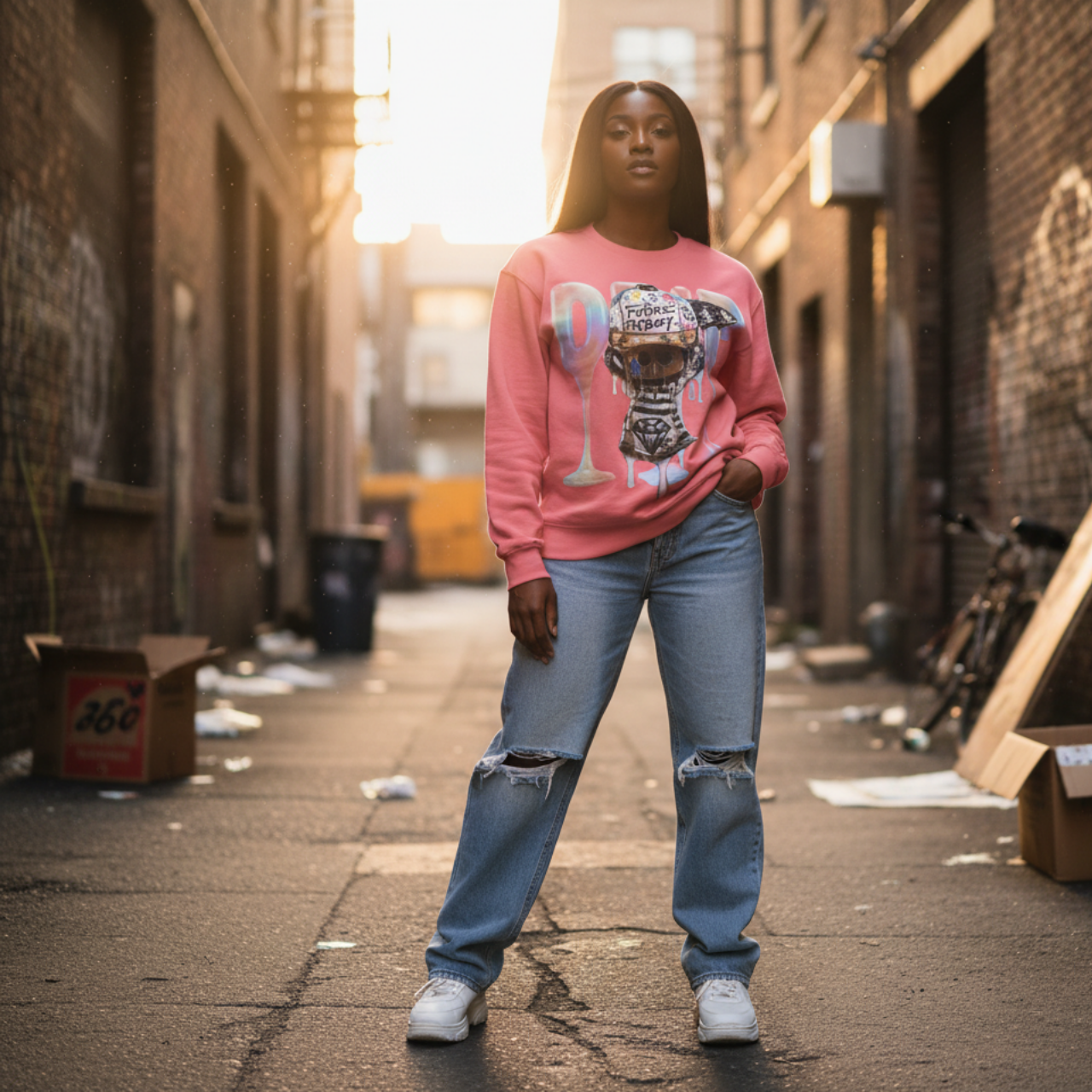 Future Fatboi Fitted Hog Drip Graphic Design Unisex Garment-Dyed Sweatshirt