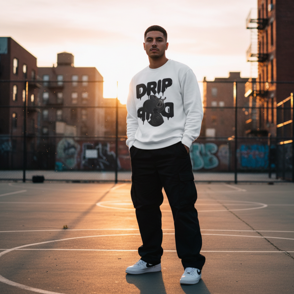 Future Fatboi Clothing Liquorice  Drip Unisex Fleece Sweatshirt, Drip Style Crewneck, Streetwear Fashion, Casual Warmth, Perfect for Gifting