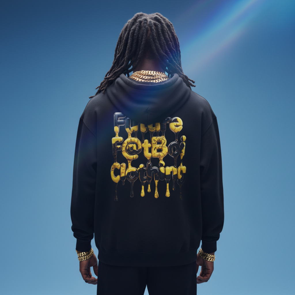 Streetwear Graphic Hoodie - FUTURE F@TBOI Clothing Black and Yellow