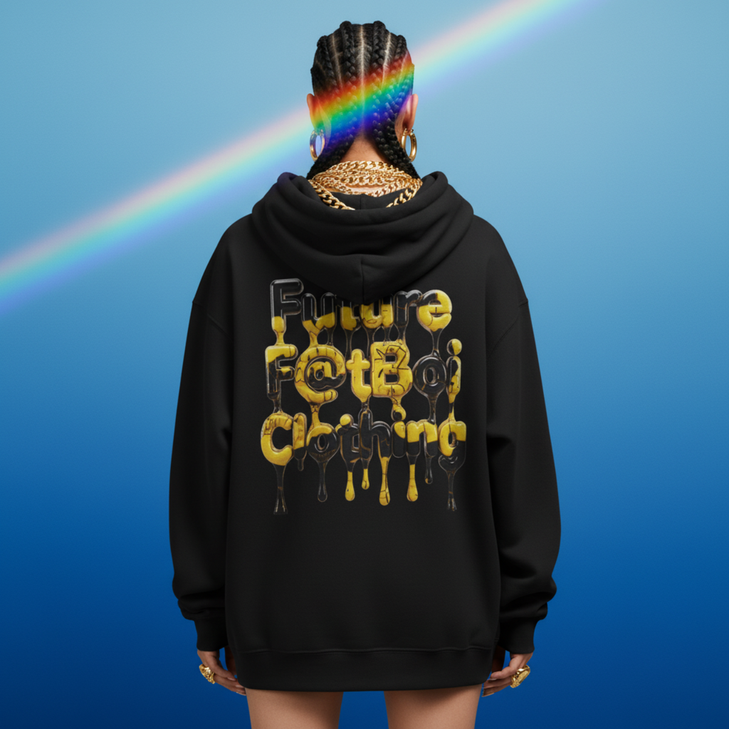 Streetwear Graphic Hoodie - FUTURE F@TBOI Clothing Black and Yellow