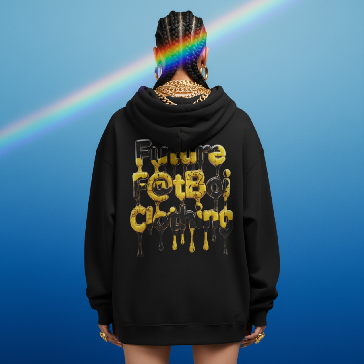 Streetwear Graphic Hoodie - FUTURE F@TBOI Clothing Black and Yellow