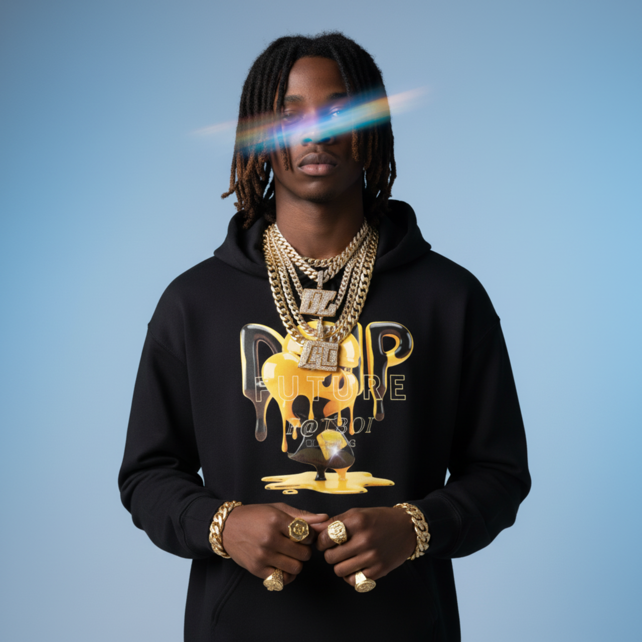 Streetwear Graphic Hoodie - FUTURE F@TBOI Clothing Black and Yellow