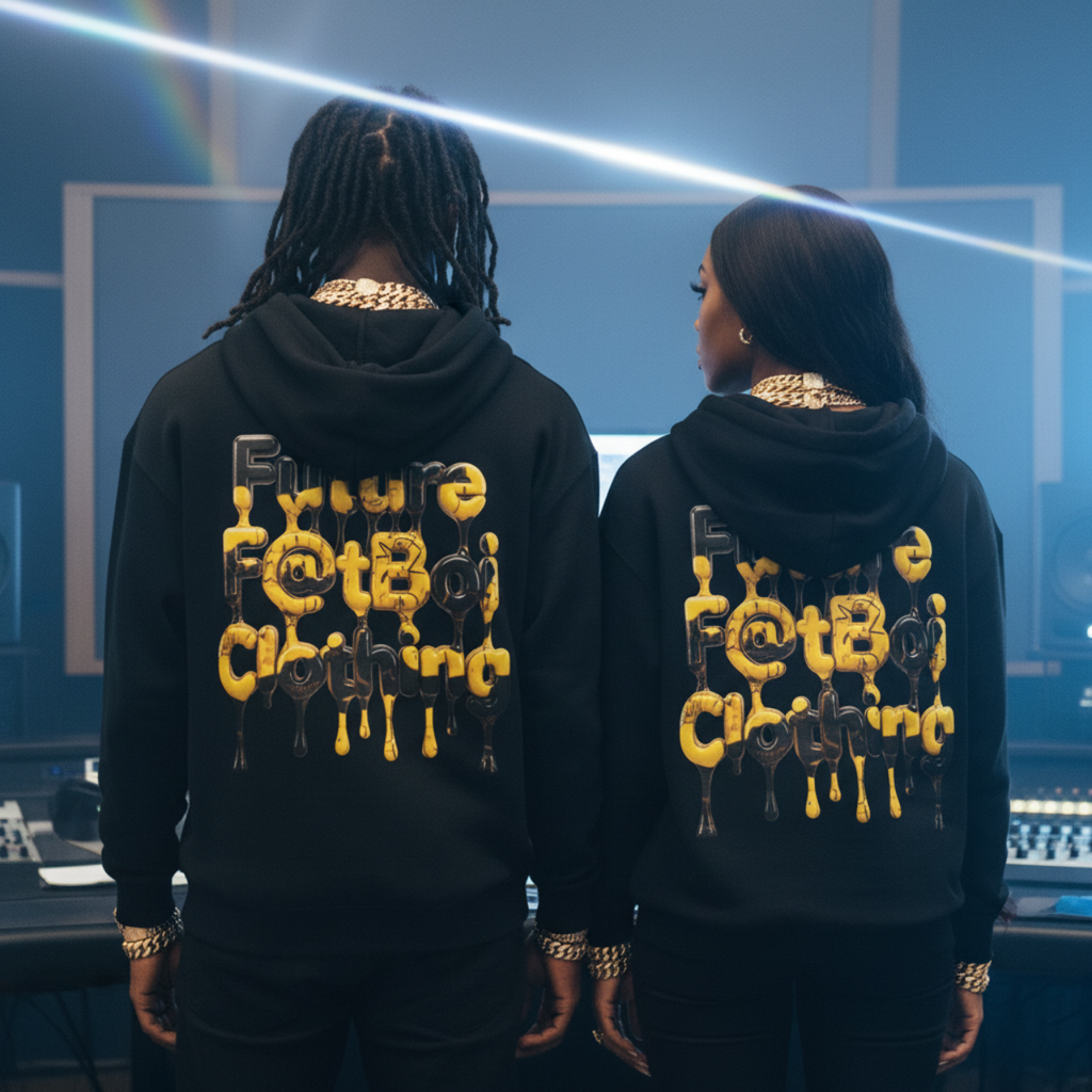 Streetwear Graphic Hoodie - FUTURE F@TBOI Clothing Black and Yellow