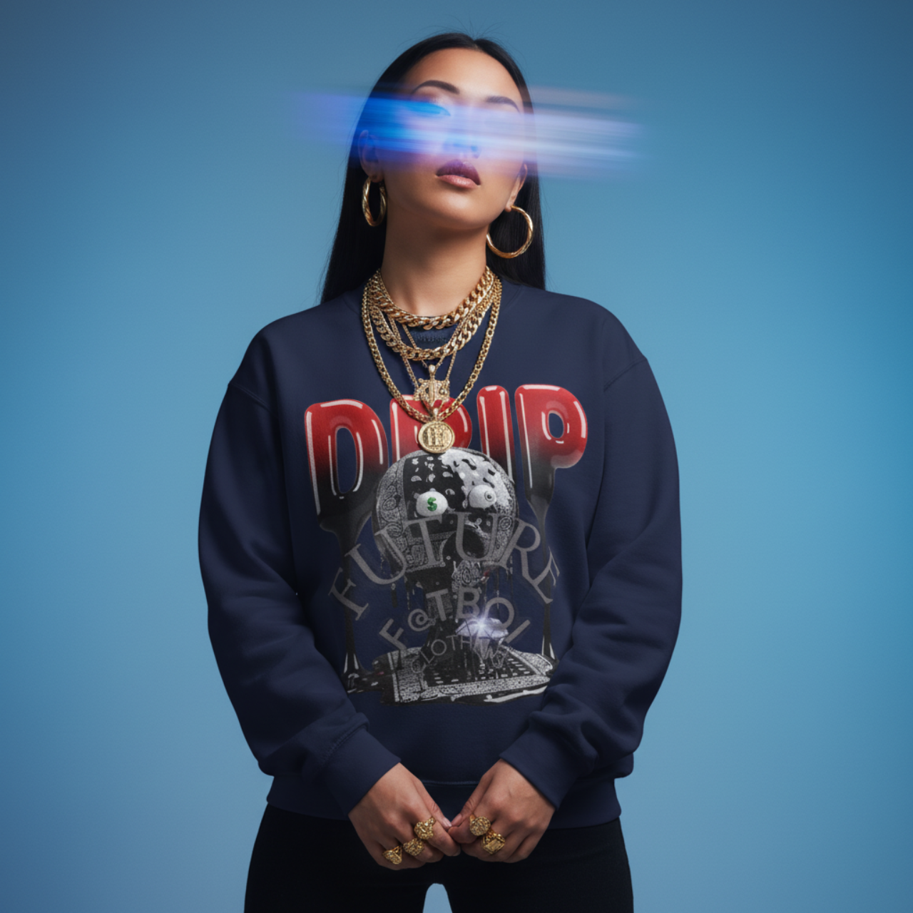 Unisex Sweatshirt - FUTURE F@TBOI Black Paisley Diamond Drip Design