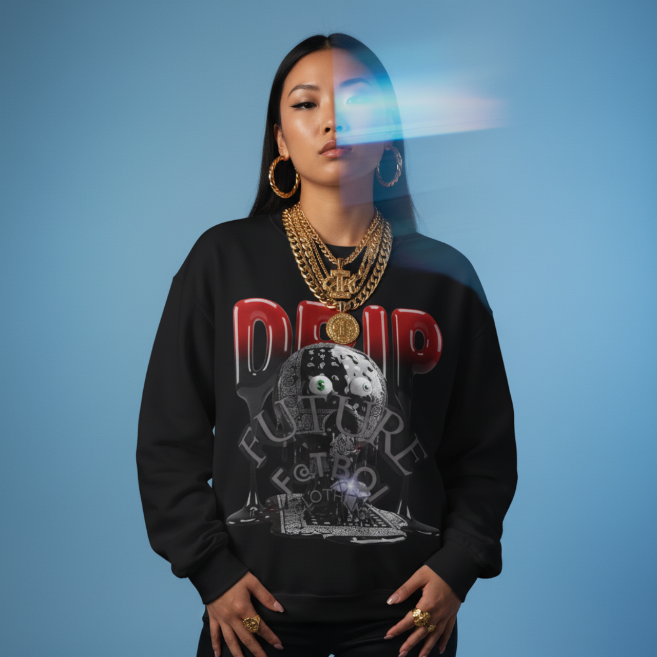 Unisex Sweatshirt - FUTURE F@TBOI Black Paisley Diamond Drip Design