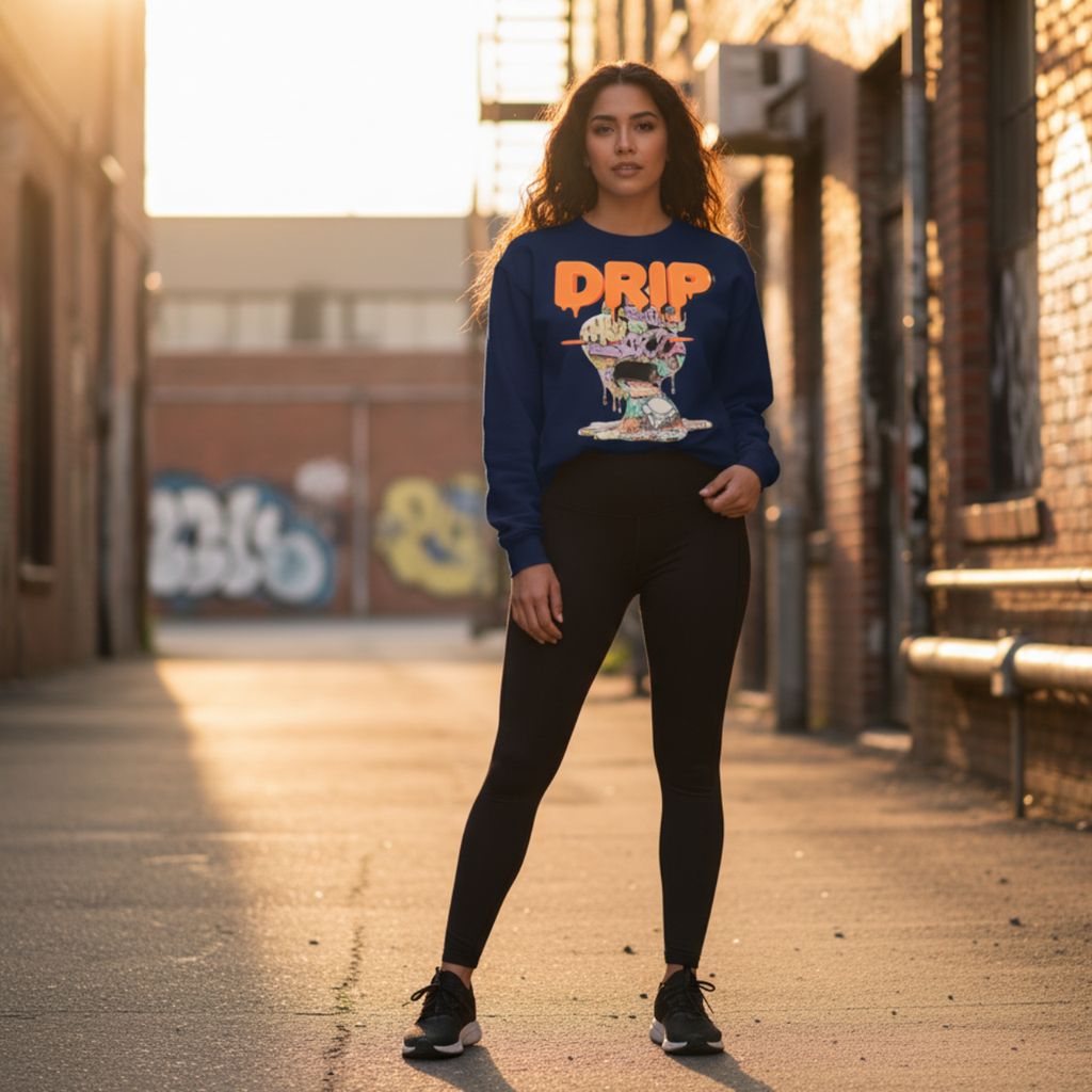 GRAFFITI HOG DRIP FUTURE F@TBOI CLOTHING DESIGN - Drip Graphic Unisex Sweatshirt, Urban Streetwear, Casual Oversized Fashion, Gift for Teens, Cozy Fall Layering