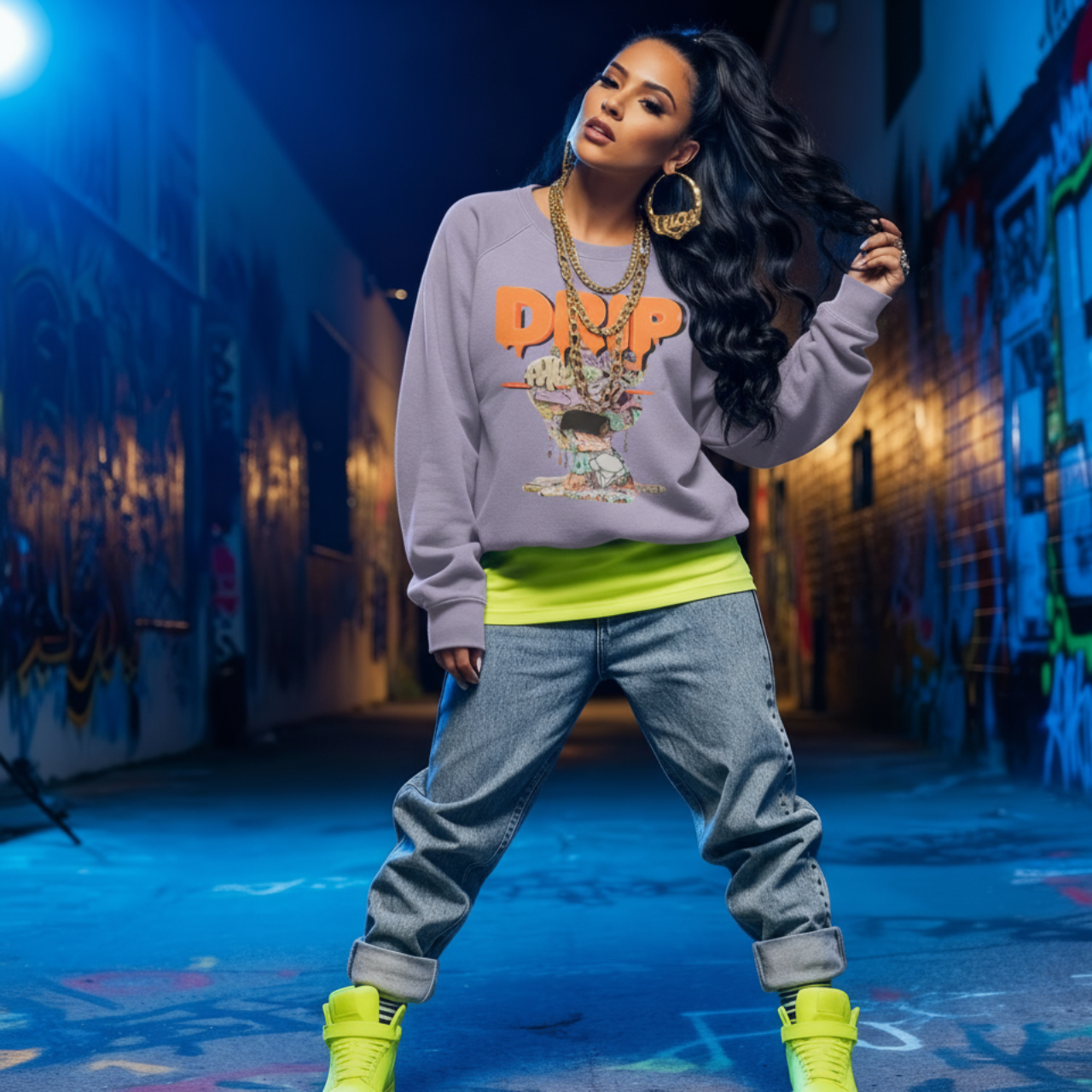 GRAFFITI HOG DRIP FUTURE F@TBOI CLOTHING DESIGN - Drip Graphic Unisex Sweatshirt, Urban Streetwear, Casual Oversized Fashion, Gift for Teens, Cozy Fall Layering