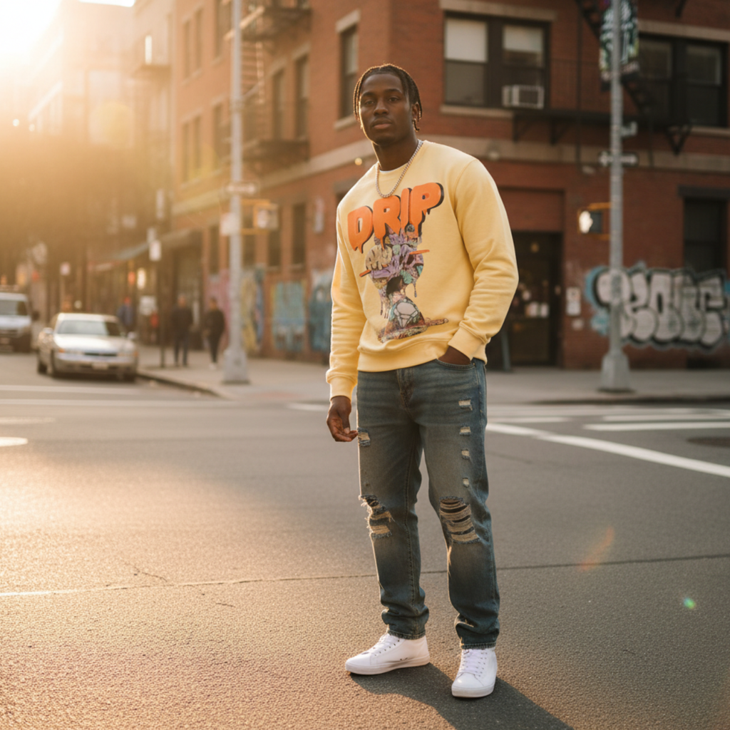 GRAFFITI HOG DRIP FUTURE F@TBOI CLOTHING DESIGN - Drip Graphic Unisex Sweatshirt, Urban Streetwear, Casual Oversized Fashion, Gift for Teens, Cozy Fall Layering