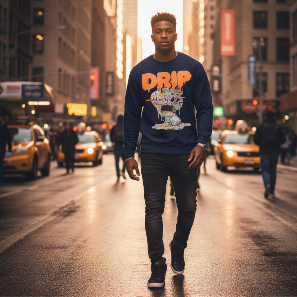 GRAFFITI HOG DRIP FUTURE F@TBOI CLOTHING DESIGN - Drip Graphic Unisex Sweatshirt, Urban Streetwear, Casual Oversized Fashion, Gift for Teens, Cozy Fall Layering