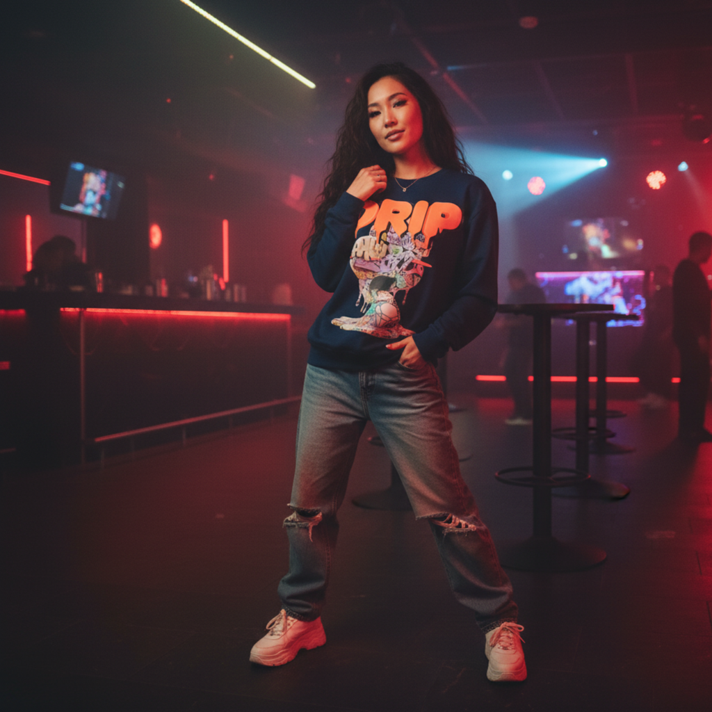 GRAFFITI HOG DRIP FUTURE F@TBOI CLOTHING DESIGN - Drip Graphic Unisex Sweatshirt, Urban Streetwear, Casual Oversized Fashion, Gift for Teens, Cozy Fall Layering