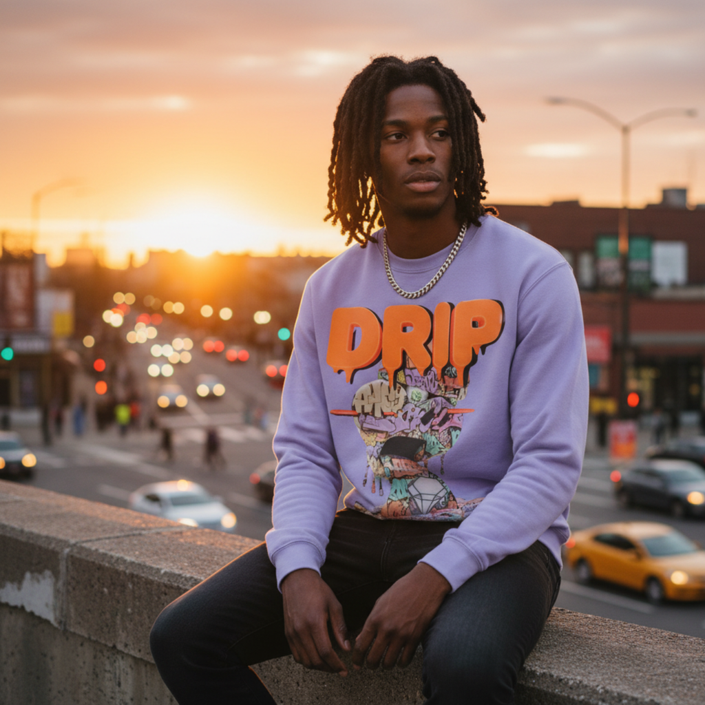 GRAFFITI HOG DRIP FUTURE F@TBOI CLOTHING DESIGN - Drip Graphic Unisex Sweatshirt, Urban Streetwear, Casual Oversized Fashion, Gift for Teens, Cozy Fall Layering