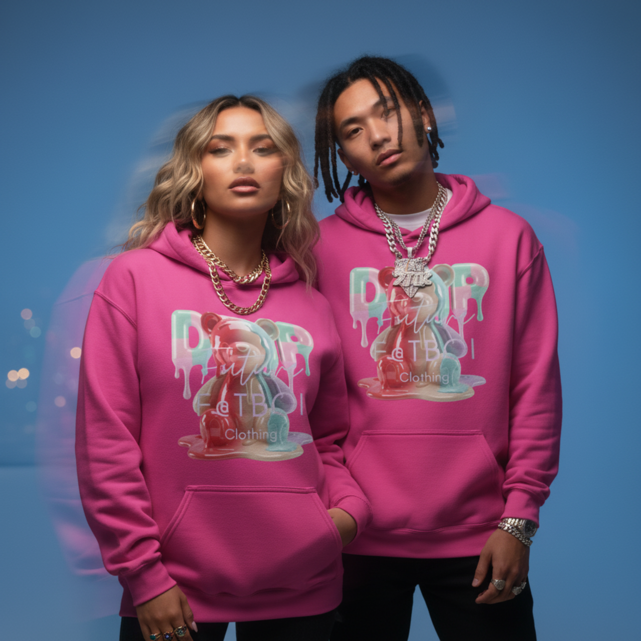 Colorful Drip Bear Hoodie