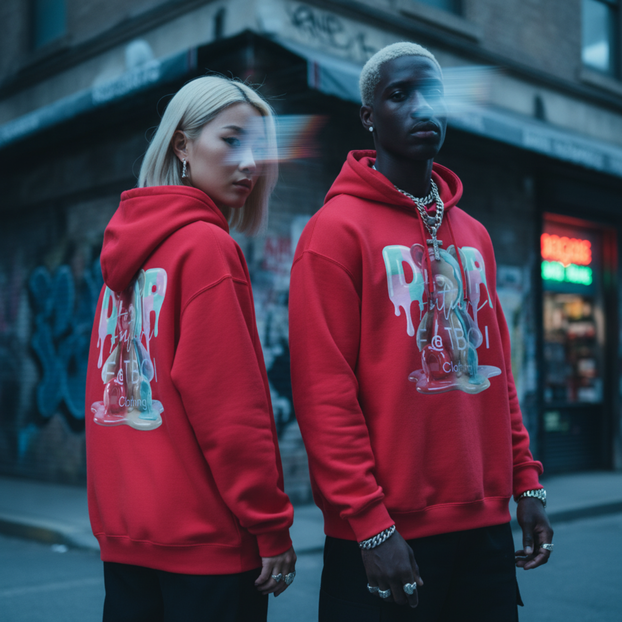 Colorful Drip Bear Hoodie