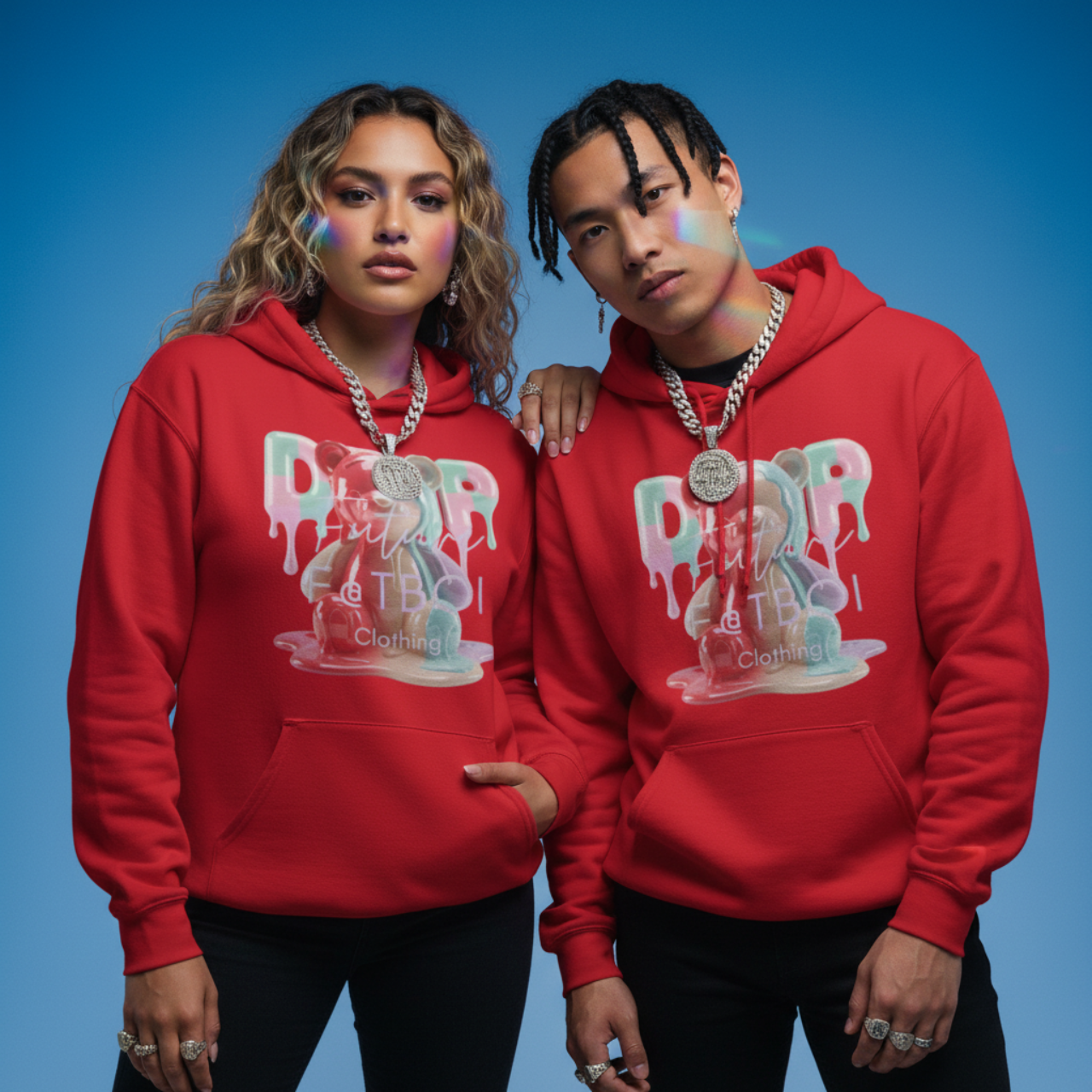 Colorful Drip Bear Hoodie