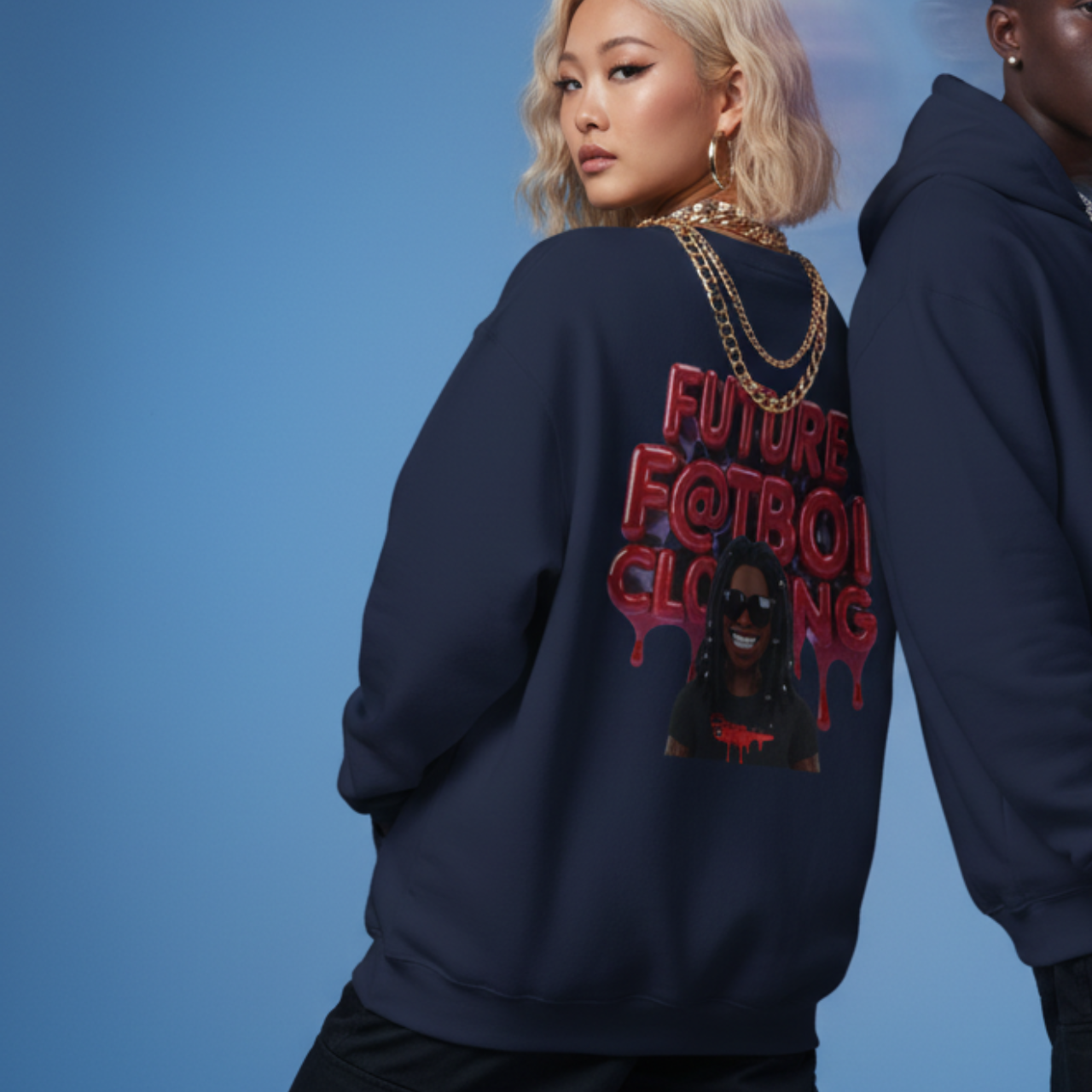 Future Fatboi Clothing Hoodie, Unisex Black Sweatshirt, Trendy Streetwear, Graphic Hoodie, Fashion Gift for Hip-Hop Lovers