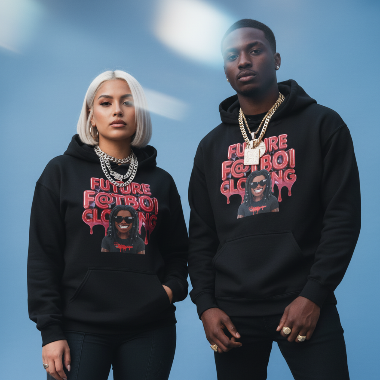 Future Fatboi Clothing Hoodie, Unisex Black Sweatshirt, Trendy Streetwear, Graphic Hoodie, Fashion Gift for Hip-Hop Lovers